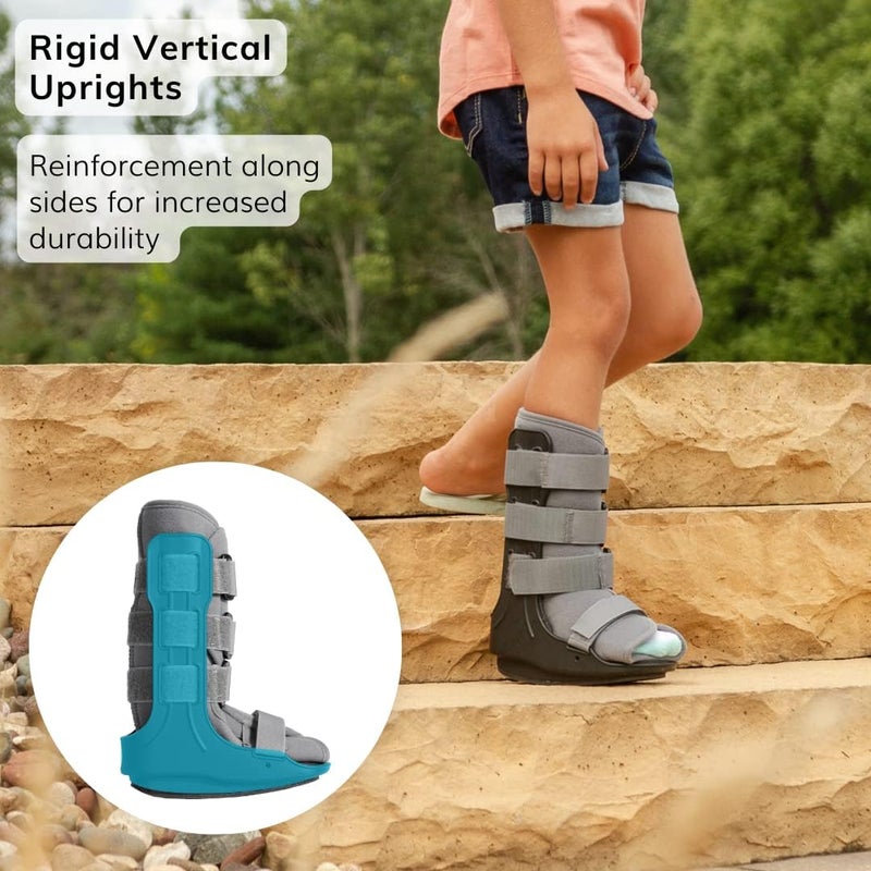 BraceAbility Pediatric Walking Boot - Children's Medical Walker Orthopedic CAM Support Shoe for Youth Ankle Break Injury, Kid's Stress Metatarsal Bone Fracture, Broken Foot or Toe Recovery Cast (M) - Image 3